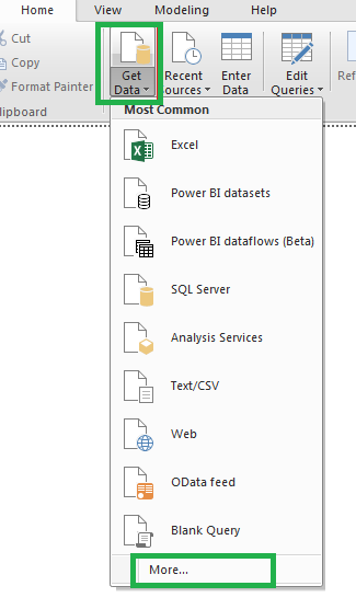 Data sources in Microsoft Power BI 1
